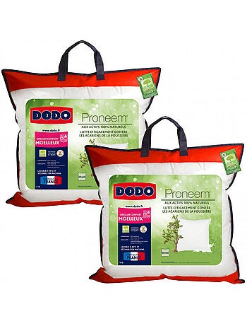 Lot de 2 oreillers moelleux antiacariens Proneem® Fibre VOLUPT’AIR® Dodo
