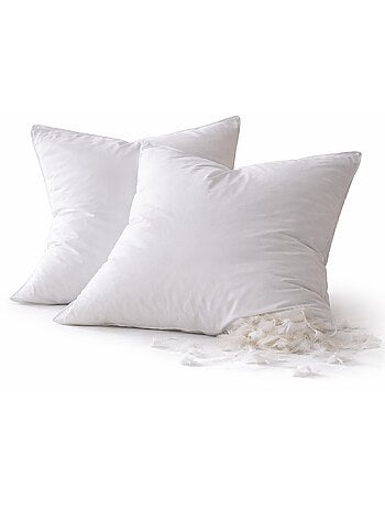Lot De 2 Oreillers moelleux Plumettes Percale De Coton