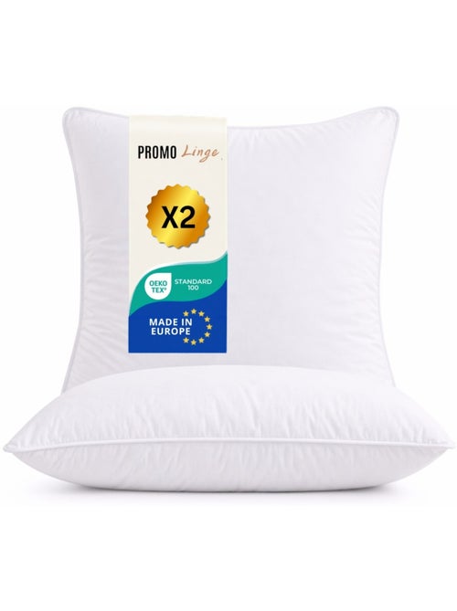 Lot de 2 Oreillers Polyester Moelleux Premium PROMO LINGE - Kiabi Lot de 2 Oreillers Polyester Moelleux Premium PROMO LINGE - Kiabi