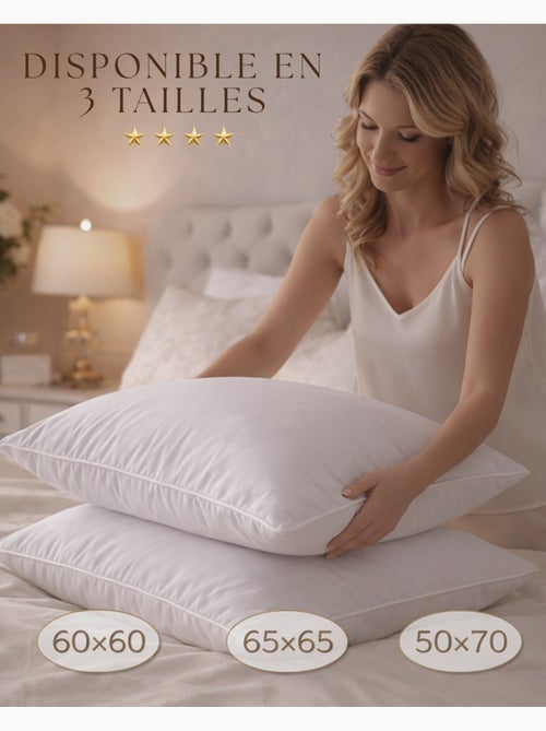 Lot de 2 Oreillers Polyester Moelleux Premium PROMO LINGE - Kiabi Lot de 2 Oreillers Polyester Moelleux Premium PROMO LINGE - Kiabi