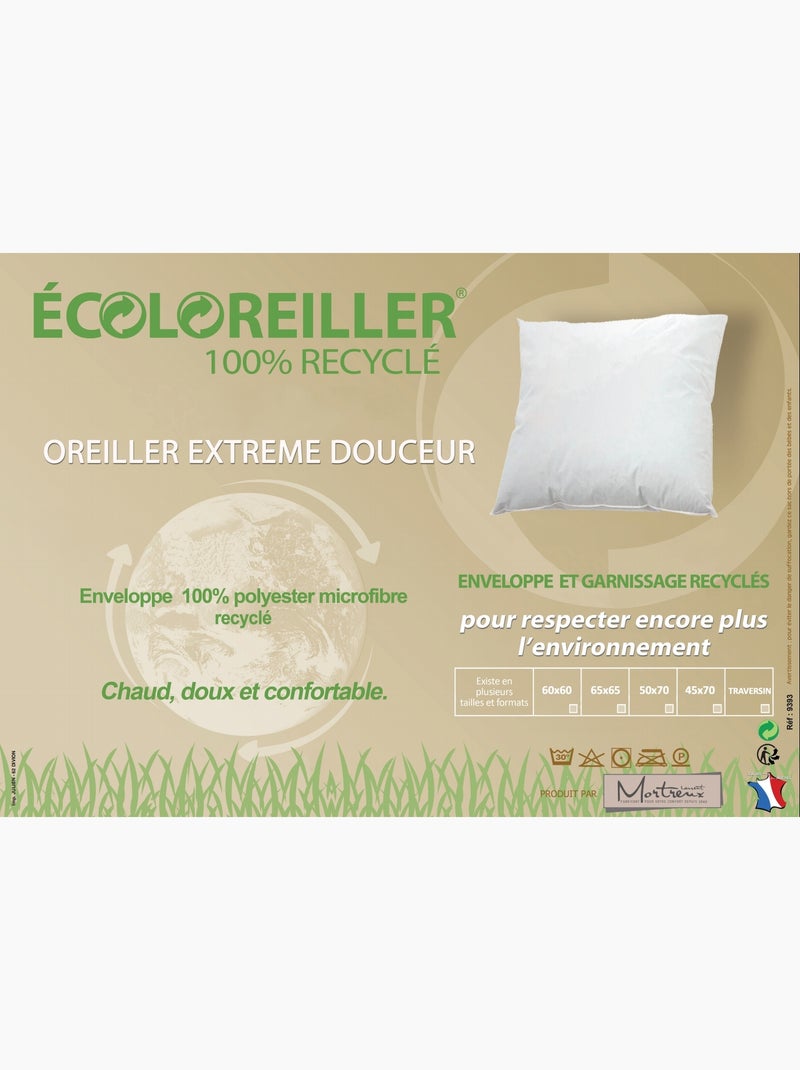 Lot de 2 oreillers recyclés blancs - Moelleux Blanc - Kiabi