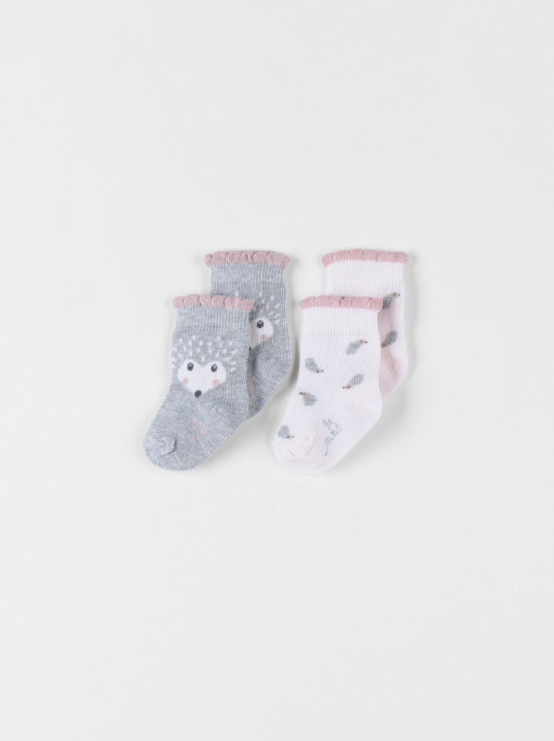 Lot de 2 paires de chauslottes en tricot Noukie's Blanc - Kiabi