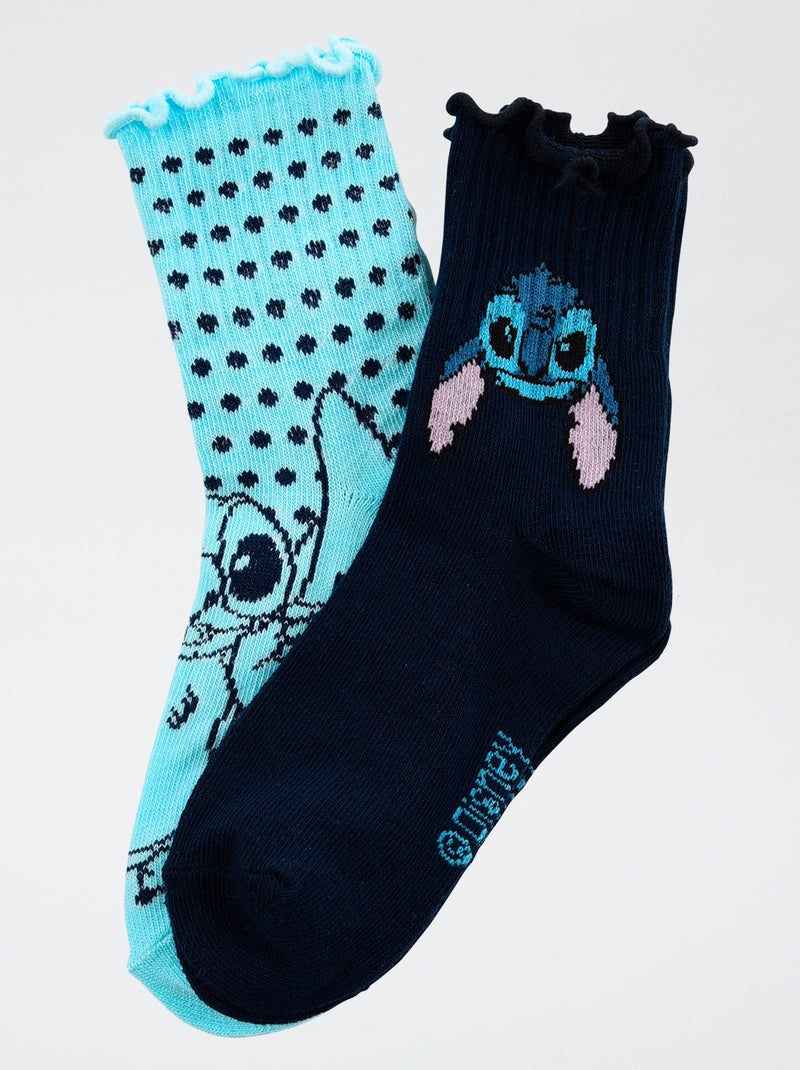 Lot de 2 paires de chaussette 'Disney' 'Stitch' en coton Bleu - Kiabi