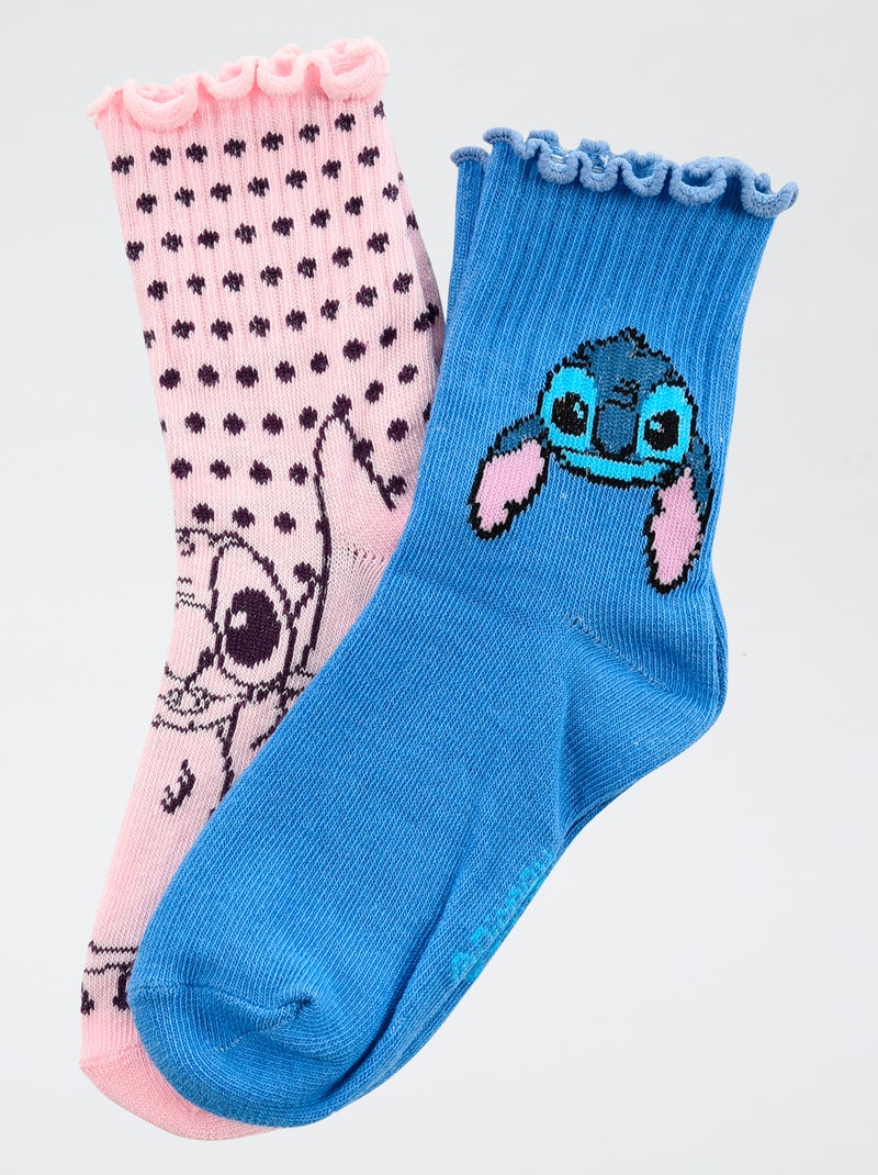 Lot de 2 paires de chaussette 'Disney' 'Stitch' en coton Bleu - Kiabi