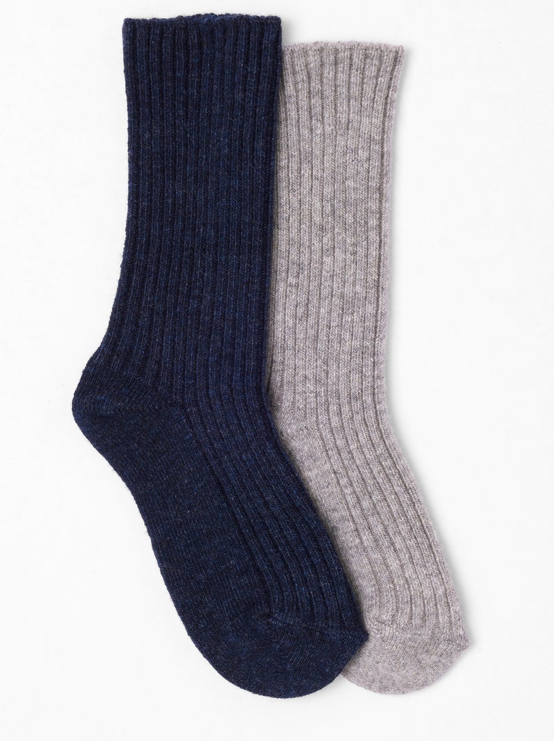 Lot de 2 paires de chaussettes *à base de viscose Lenzing(TM) EcoVero(TM) et Thermolactyl - Damart Bleu marine - Kiabi
