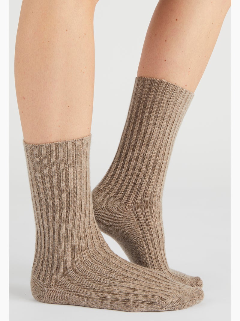 Lot de 2 paires de chaussettes *à base de viscose Lenzing(TM) EcoVero(TM) et Thermolactyl - Damart Marron - Kiabi