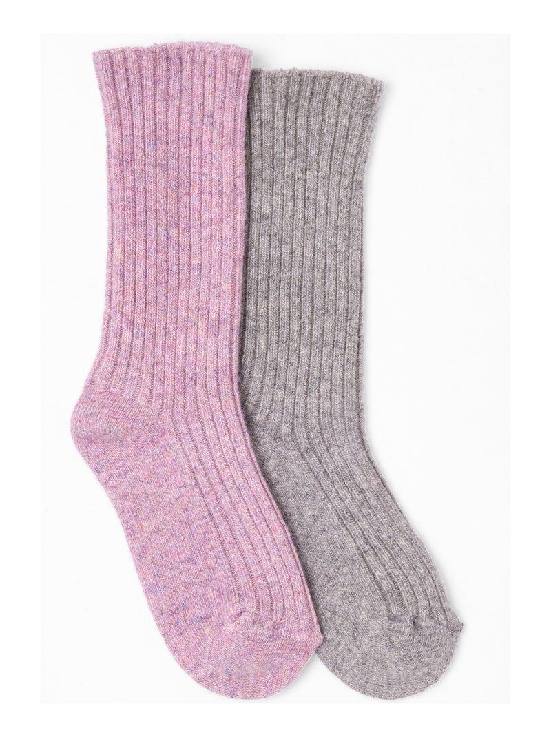 Lot de 2 paires de chaussettes *à base de viscose Lenzing(TM) EcoVero(TM) et Thermolactyl - Damart Rose - Kiabi