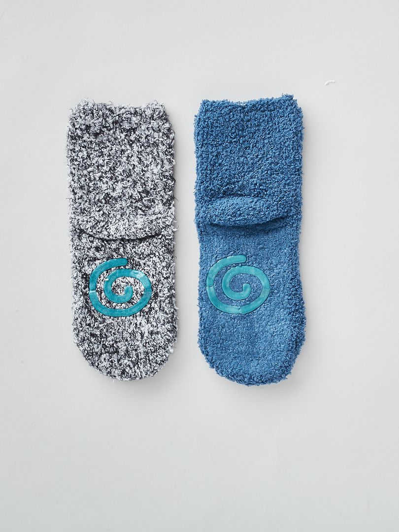 Lot de 2 paires de chaussettes antidérapante - bleu - Kiabi - 5.00€