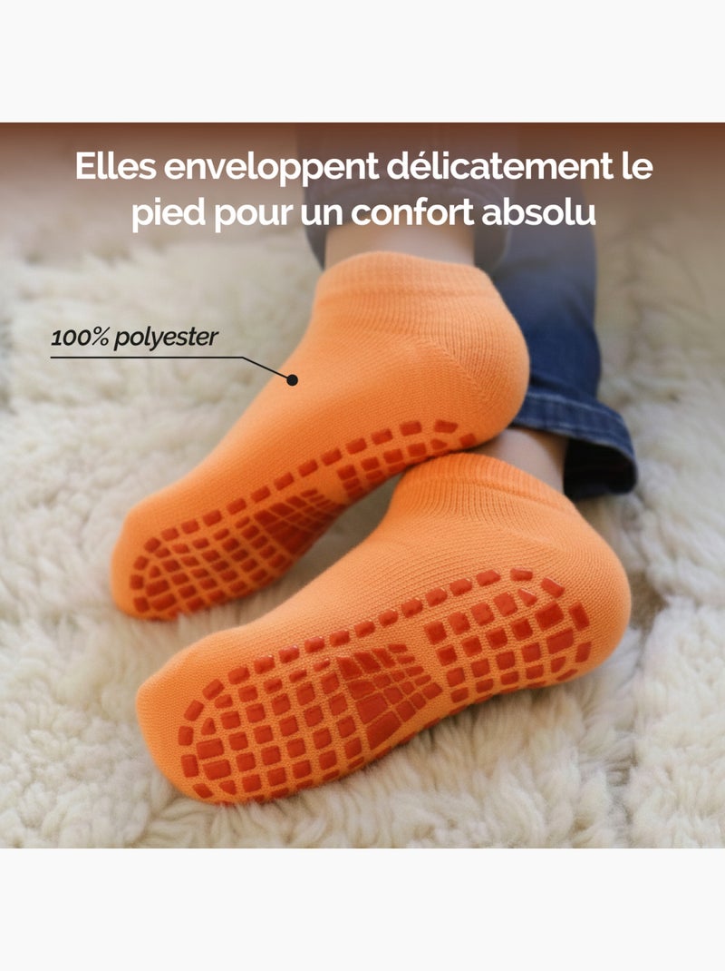 Lot de 2 paires de chaussettes antidérapantes - Enfant - Monsieur Bébé Orange - Kiabi