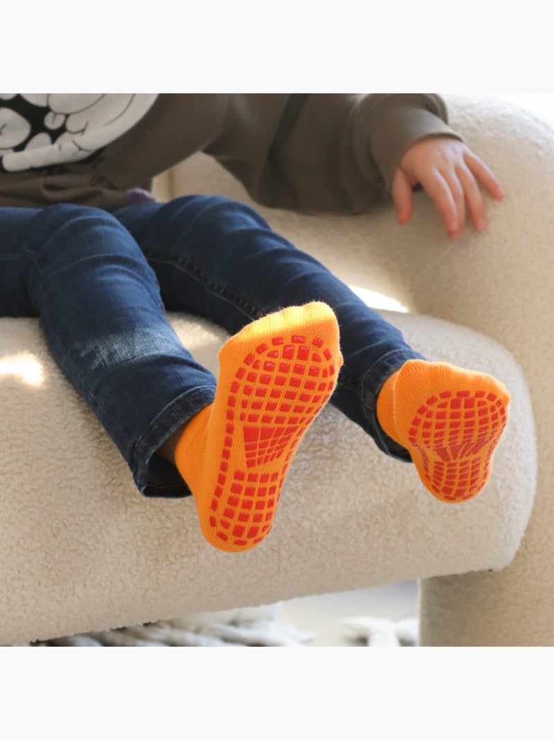 Lot de 2 paires de chaussettes antidérapantes - Enfant - Monsieur Bébé Orange - Kiabi