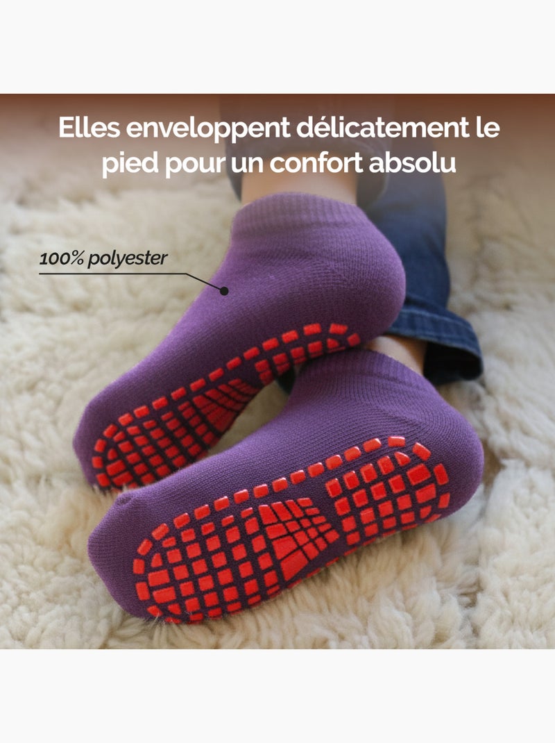 Lot de 2 paires de chaussettes antidérapantes - Enfant - Monsieur Bébé Violet - Kiabi