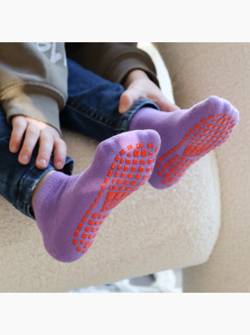 Lot de 2 paires de chaussettes antidérapantes - Enfant - Monsieur Bébé Violet - Kiabi