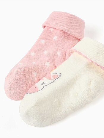 Lot de 2 paires de chaussettes antidérapantes avec licorne/étoiles