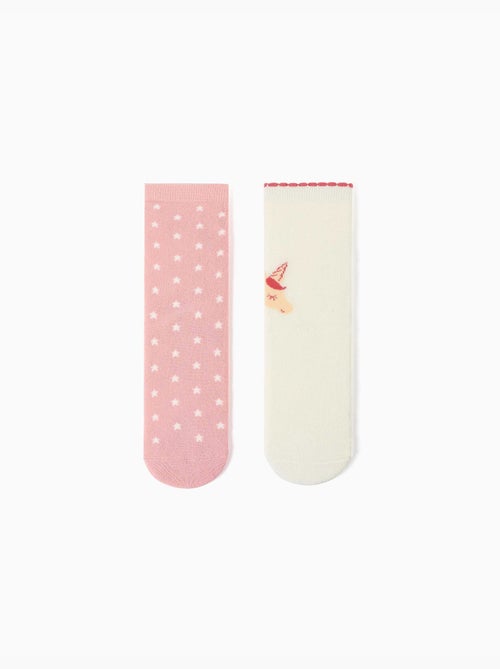 Lot de 2 paires de chaussettes antidérapantes avec licorne/étoiles - Kiabi