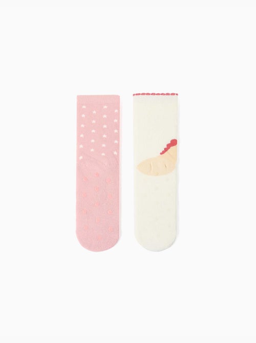 Lot de 2 paires de chaussettes antidérapantes avec licorne/étoiles - Kiabi
