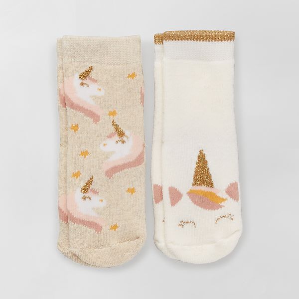 Lot De 2 Paires De Chaussettes Antiderapantes Bebe Fille Beige Kiabi 4 00