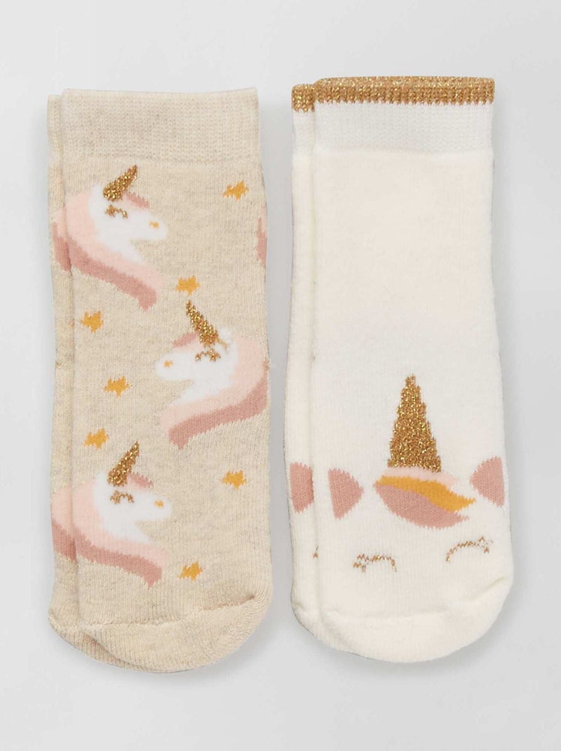 Lot de 2 paires de chaussettes antidérapantes Beige - Kiabi