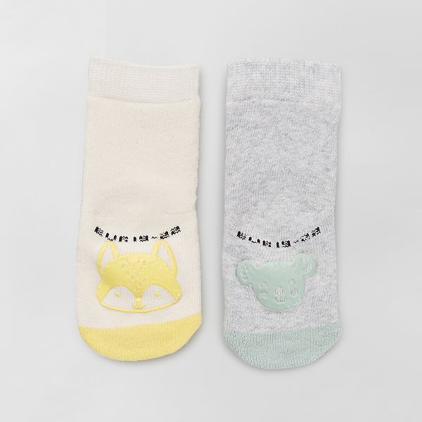 Lot De 2 Paires De Chaussettes Antiderapantes Bebe Fille Beige Kiabi 4 00