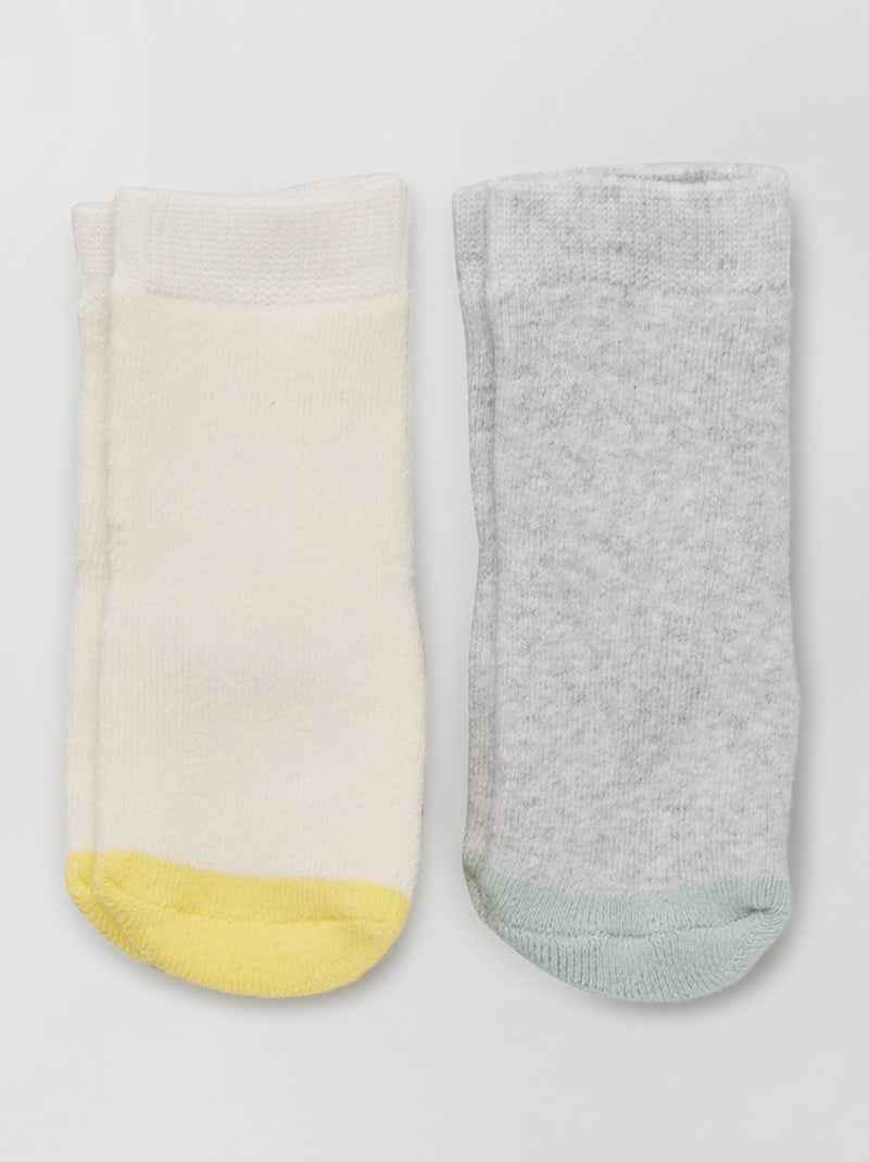 Lot de 2 paires de chaussettes antidérapantes Beige/gris - Kiabi