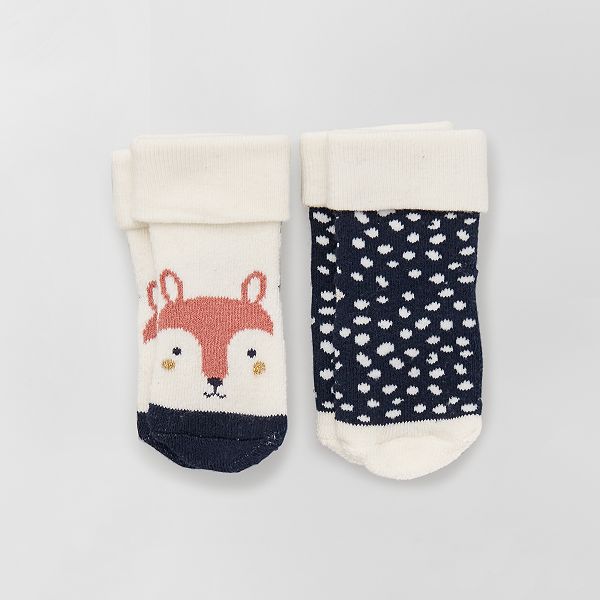 Lot De 2 Paires De Chaussettes Antiderapantes Bebe Garcon Beige Marine Kiabi 4 00