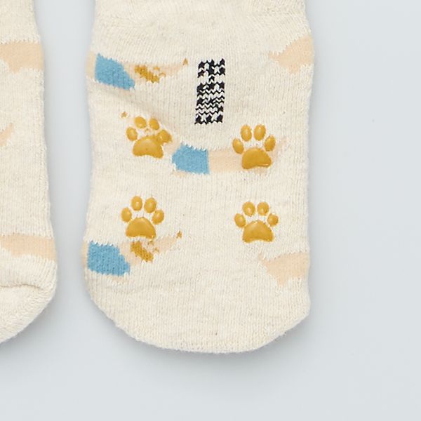 Lot De 2 Paires De Chaussettes Antiderapantes Bebe Fille Ocre Lion Kiabi 3