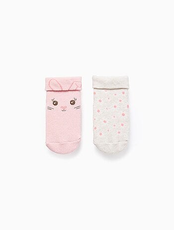 Lot de 2 Paires de Chaussettes Antidérapantes Floral