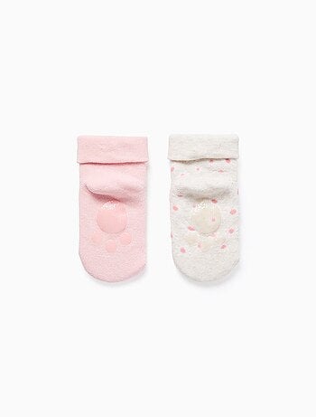Lot de 2 Paires de Chaussettes Antidérapantes Floral