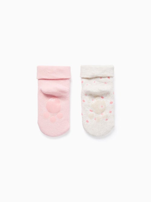 Lot de 2 Paires de Chaussettes Antidérapantes Floral - Kiabi