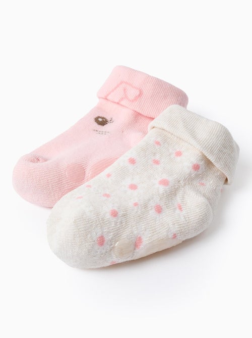 Lot de 2 Paires de Chaussettes Antidérapantes Floral - Kiabi