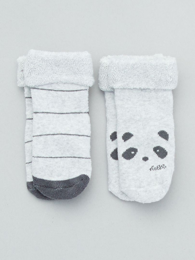 Lot de 2 paires de chaussettes antidérapantes gris - Kiabi