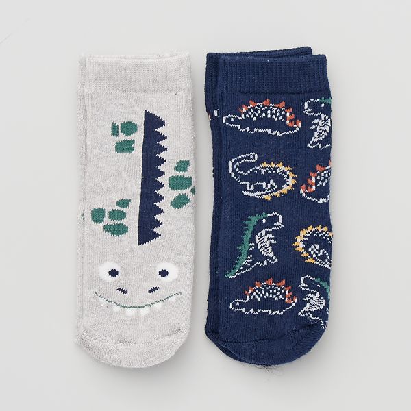 Lot De 2 Paires De Chaussettes Antiderapantes Bebe Fille Gris Marine Kiabi 4 00