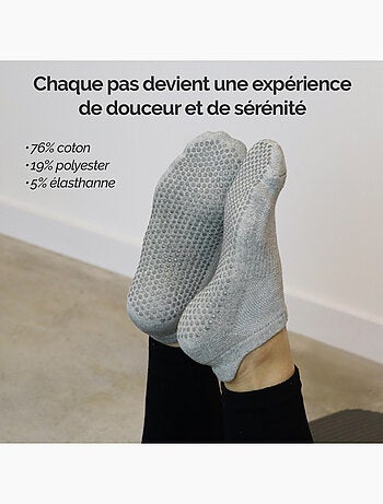 Lot de 2 paires de chaussettes antidérapantes, maison, sport, yoga, pilates - Vivezen