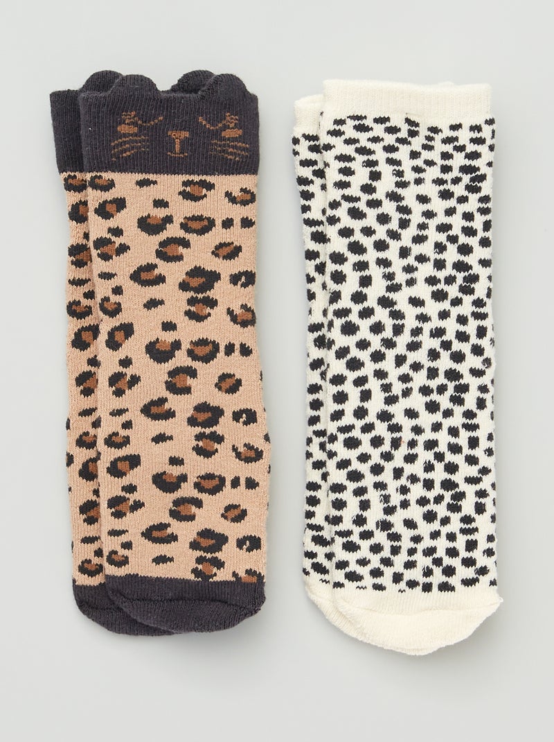 Lot de 2 paires de chaussettes antidérapantes Marron/noir - Kiabi