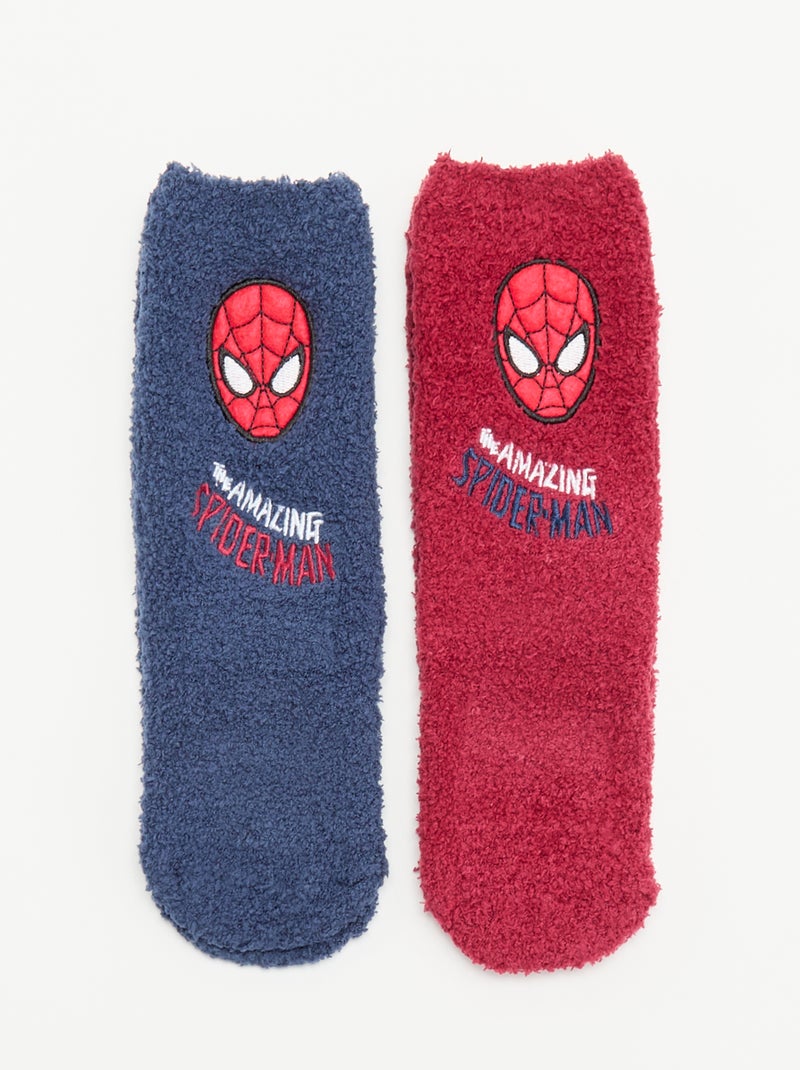 Lot de 2 paires de chaussettes antidérapantes 'Marvel' 'Spider-Man' Bleu - Kiabi