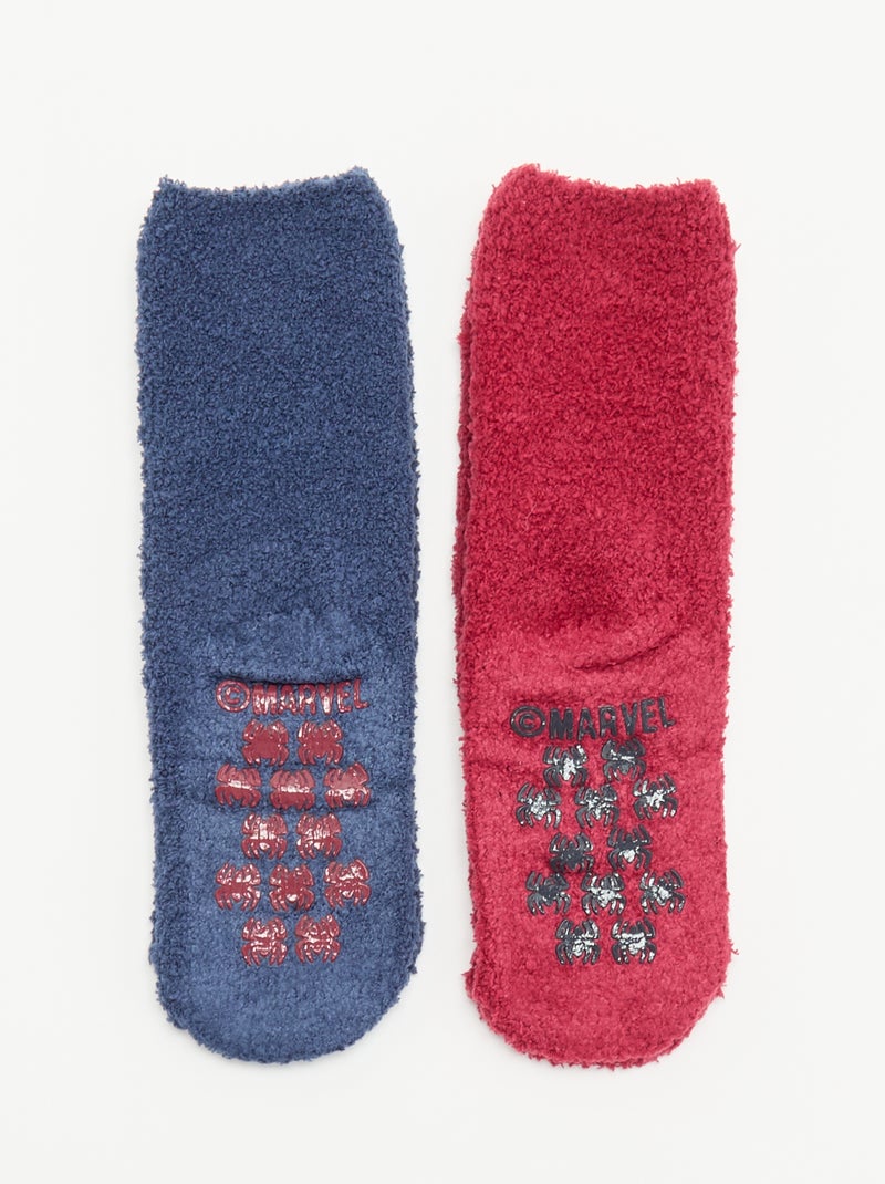 Lot de 2 paires de chaussettes antidérapantes 'Marvel' 'Spider-Man' Bleu - Kiabi