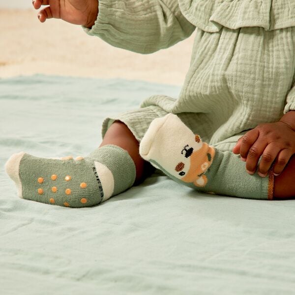 Lot De 2 Paires De Chaussettes Antiderapantes Bebe Fille Beige Kiabi 4 00