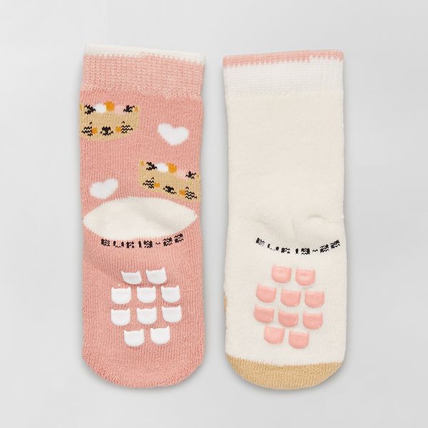 Lot De 2 Paires De Chaussettes Antiderapantes Bebe Fille Beige Kiabi 4 00