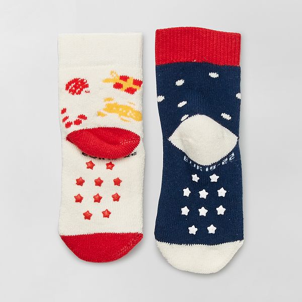 Lot De 2 Paires De Chaussettes Antiderapantes Bebe Fille Rouge Kiabi 4 00