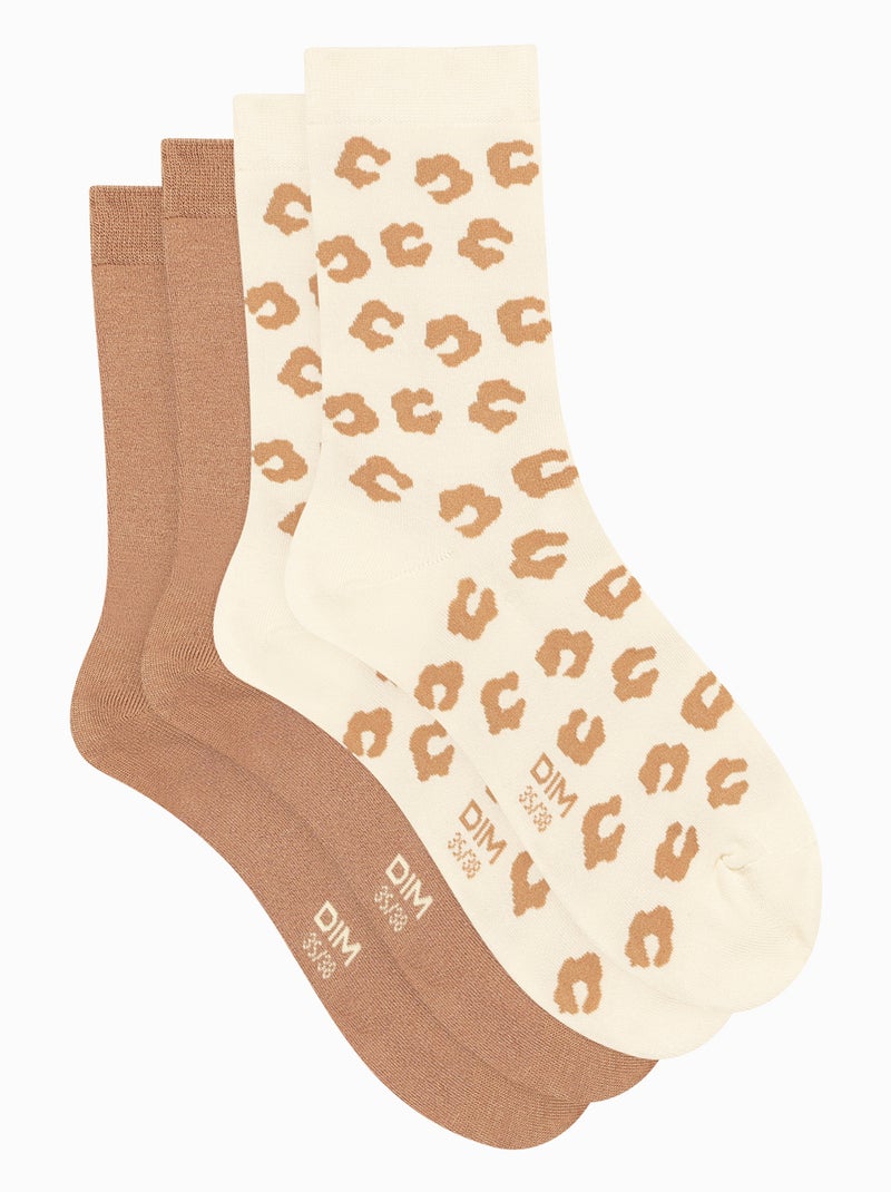 Lot de 2 paires de chaussettes Bamboo Fancy Wild Flowers Marron clair - Kiabi