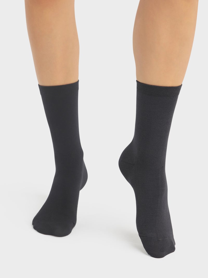Lot de 2 paires de chaussettes Bambou Gris foncé - Kiabi