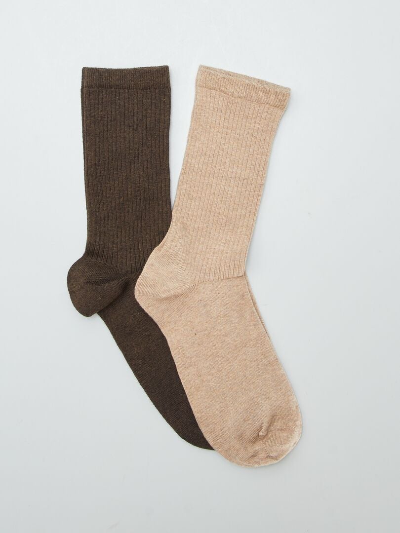 Lot de 2 paires de chaussettes Beige - Kiabi