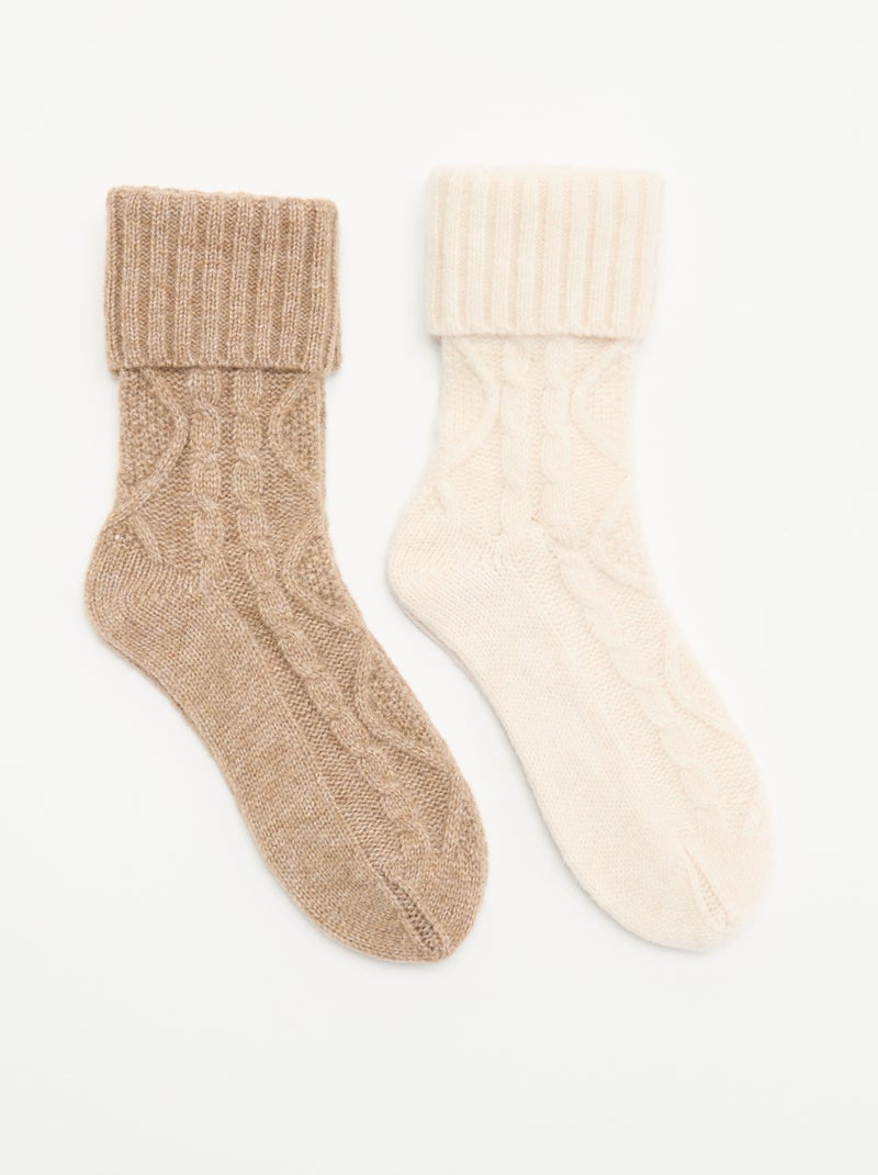 Lot de 2 paires de chaussettes Beige - Kiabi