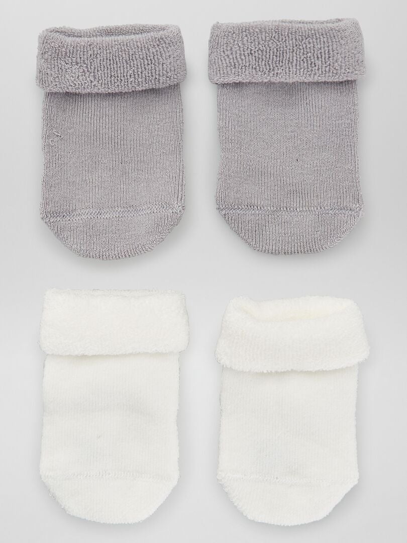 Lot de 2 paires de chaussettes blanc/gris - Kiabi
