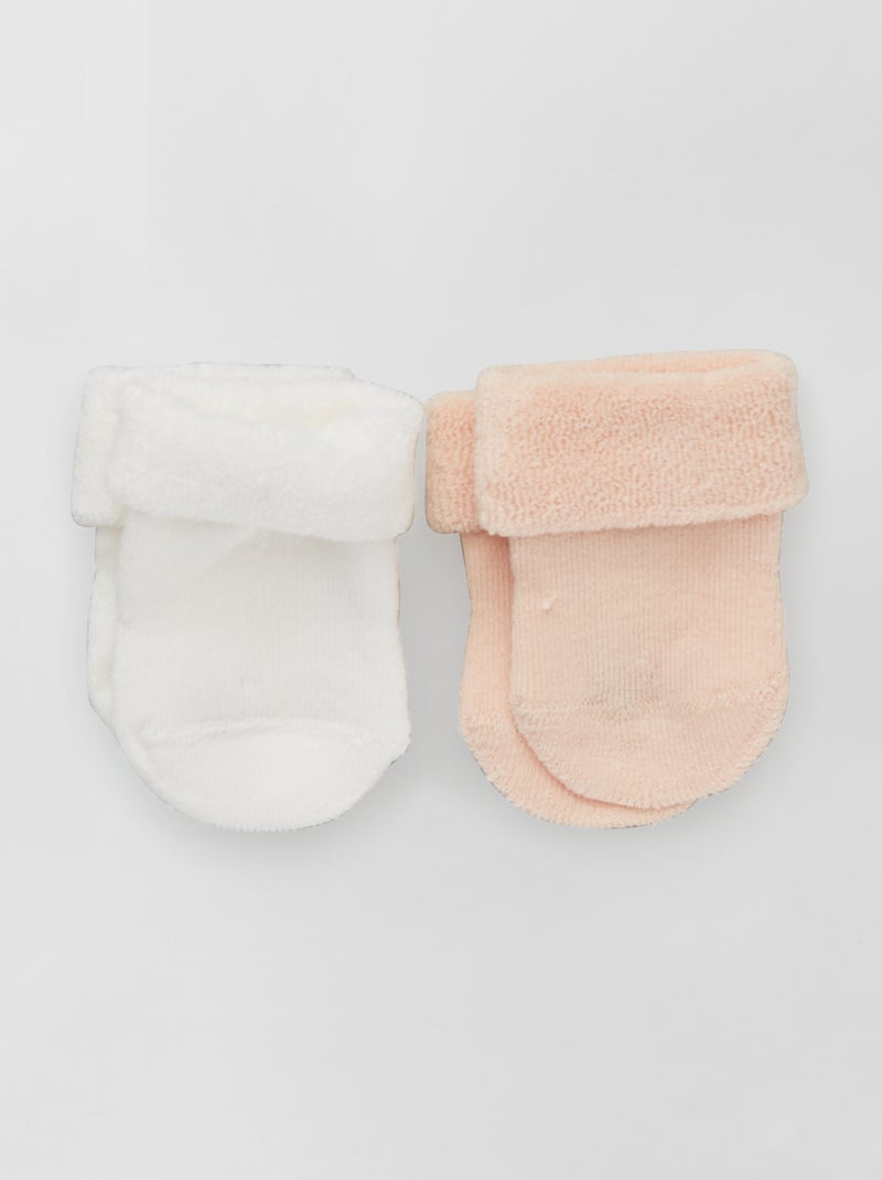 Lot de 2 paires de chaussettes blanc/rose - Kiabi