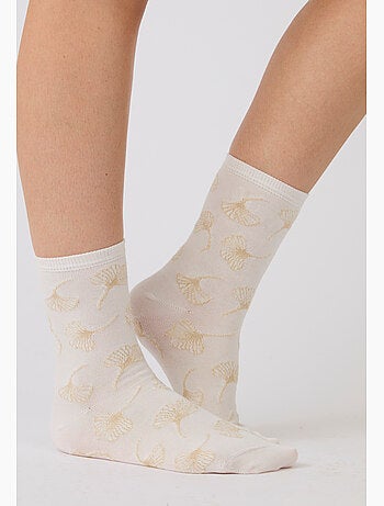 Lot de 2 paires de chaussettes brodées fil brillant - Damart
