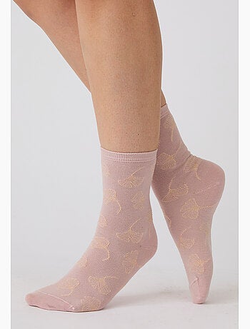 Lot de 2 paires de chaussettes brodées fil brillant - Damart