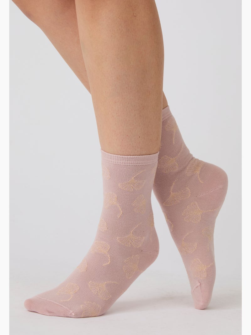 Lot de 2 paires de chaussettes brodées fil brillant - Damart Rose - Kiabi