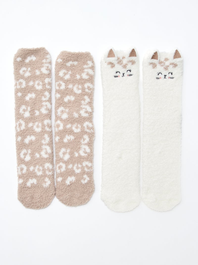 Lot de 2 paires de chaussettes chaudes Blanc - Kiabi