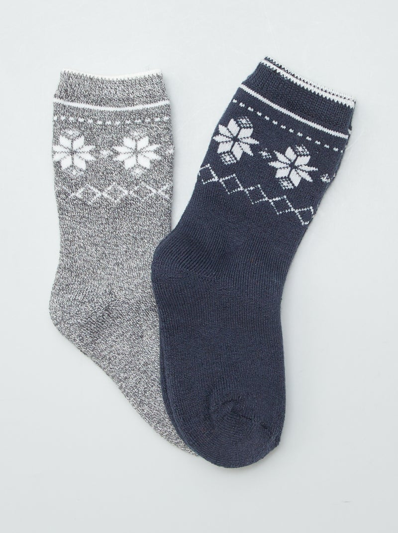 Lot de 2 paires de chaussettes chaudes Gris - Kiabi