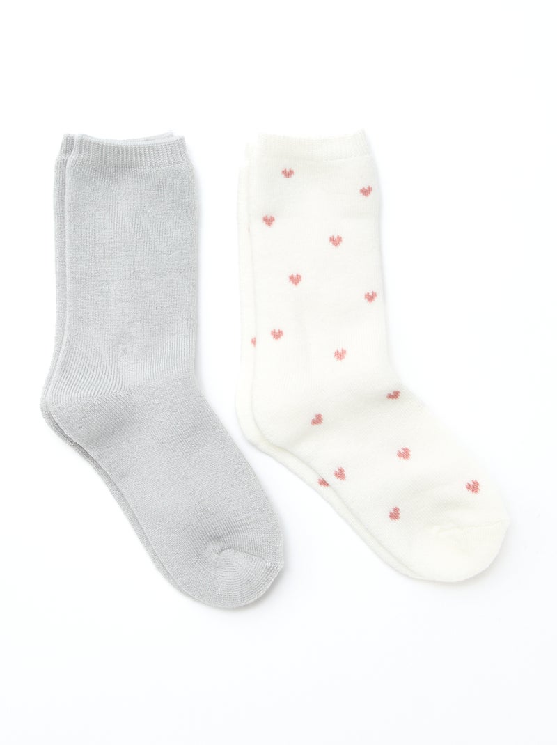 Lot de 2 paires de chaussettes chaudes Gris - Kiabi